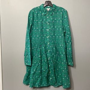 NWT J.Crew long sleeve drop waist shirt dress size 12